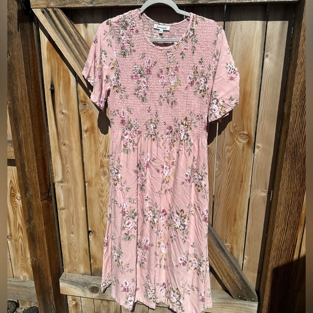 Vintage Serengeti Pink Floral Midi Dress